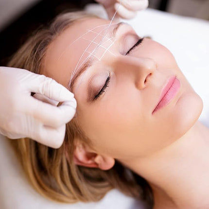 BRAWNA White Brow Mapping string for Eyebrow Measuring - Microblading Supplies - PMU Kit - Pre inked Mapping Thread - 4 Pack