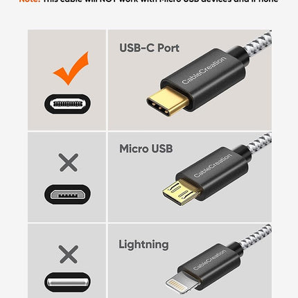 CableCreation 1FT USB A to USB C Fast Charging Braided Cable for Power Bank, Galaxy S23/S22/S21, iPad Pro/Pro Mini, Black