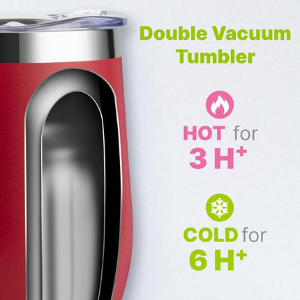 Mollcity Tumbler with Lid and Straw-12 oz Stainless Steel Double Wall Vacuum Insulated Tumbler Cup with Handle (Canyon Red-Sky Blue)