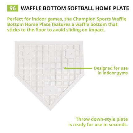 Champion Sports-96 Heavy-Duty Rubber Home Plate, White 16" x 17" x 1"