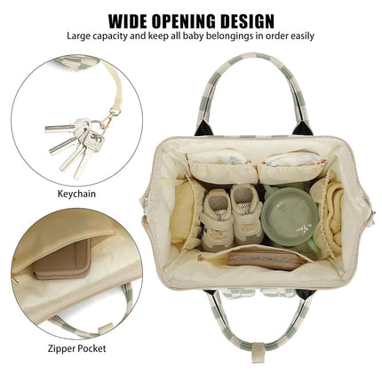 Dezcrab Baby Diaper Bag Backpack for Mom, Large Capacity Travel Nappy Bag for Boys & Girls with Stroller Straps (Corduroy Checkered Green)