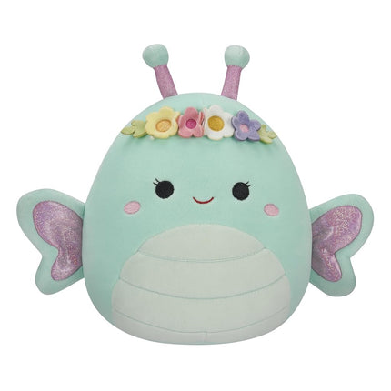 Squishmallows Original Reina, Mariposa Verde de 8 Pulgadas con Corona de Flores - Peluche Grande Oficial de Jazwares, SQER00879
