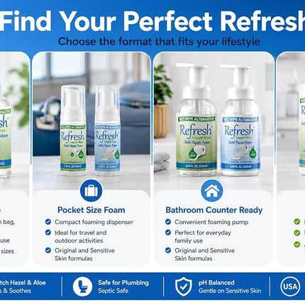 Refresh Liquid Wipe, Toilet Paper Foam (10.14 Fl Oz (Combo Pack), Original Foam)
