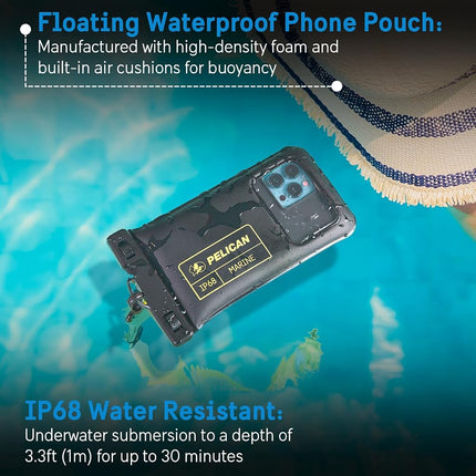 CASE-MATE 2 Pack - Marine Series Waterproof Floating Phone Pouch (Regular Size) - Smartphone Compatible - Black/Hi-Vis Yellow