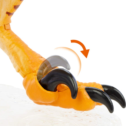 Jurassic World Amber Collection Tiger Velociraptor 6-in Dinosaur Action Figure, Movie-authentic Detail, Movable Joints & Figure Display Stand, Collectible Gift 8 Years & Up