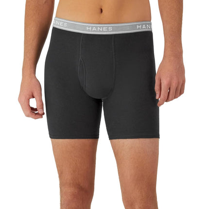 Hanes Men's 4-Pack FreshIQ Tagless Cotton Boxer with ComfortFlex Waistband Briefs, Blue/Red/Green/Black - 6 Pack, Large