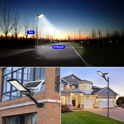 RuoKid Solar Street Light Outdoor Lamp, 16000lm IP67 Waterproof with Anti-Broken Remote Control Mounting Bracket, Dusk to Dawn Security LED Flood Light for Yard, Garden, etc.