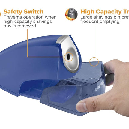 Bostitch Office Personal Electric Pencil Sharpener, Powerful Stall-Free Motor, High Capacity Shavings Tray, 7Yr Warranty, Navy Blue (EPS4-KTBLUE)