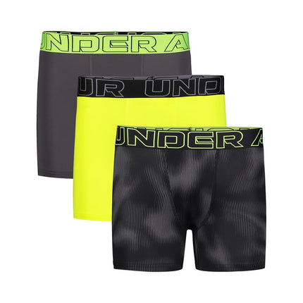 Under Armour Boys' Big Performance Boxer Briefs, Lightweight & Smooth Stretch Fit, Hivis Yellow Multi Three Pack, X-Large