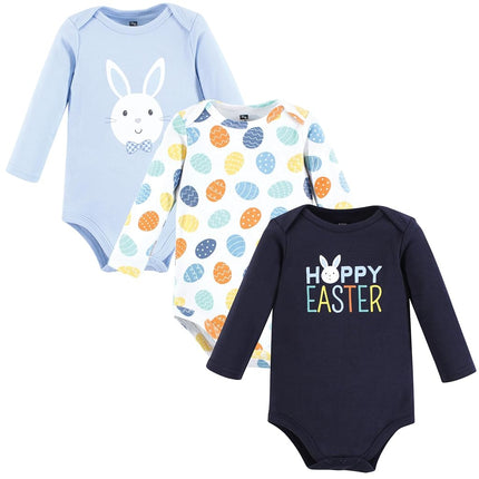 Hudson Baby Unisex Baby Cotton Long-Sleeve Bodysuits, Hoppy Easter, 0-3 Months
