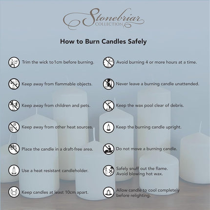 Stonebriar 6 Count Tall 3 x 6 Inch 65 Hour Long Burning Unscented White Wax Pillar Candles