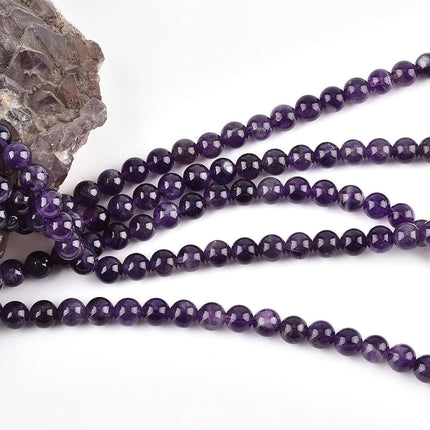 8mm Natural Amethyst Beads Round Gemstone Loose Beads for Jewelry Making (45-48pcs/strand)