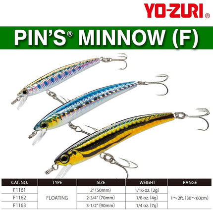 Yo-Zuri F1161-RH Pins Minnow, Color, Red Head, 50mm 2"