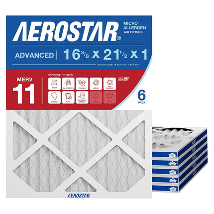 Aerostar Pleated Air Filter, MERV 11, 16 3/8x21 1/