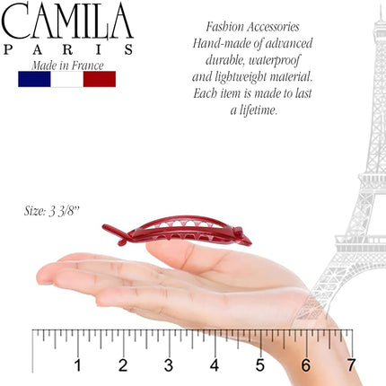 Camila Paris CP3118 Pasador de Pelo Francés, Soporte Flexible para Cola de Caballo Sin Partes Metálicas, Horquillas de Sujeción Fuerte para Mujeres, Accesorios para el Cabello de Niñas Antideslizantes y Duraderos, Fabricado en Francia