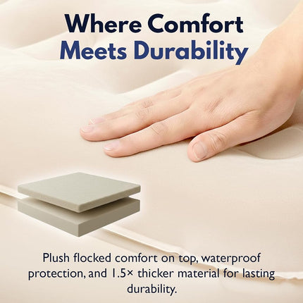 King Koil Luxury Built-in Pillow Top Queen Air Mattress with Built-in High-Speed Pump Best for Home, Camping, Guests, 20" Queen Size Double High Airbed, Blow Up Mattress, Waterproof, 1-Year Warranty