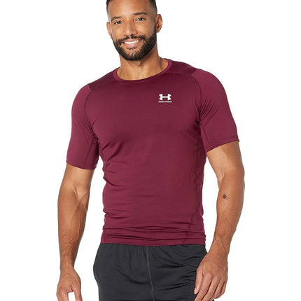Camiseta de manga corta HeatGear de Under Armour para hombre, granate (609)/blanco, XL