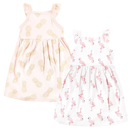 Hudson Baby Baby Girls' Cotton Dresses, Flamingo Pineapple, 4T