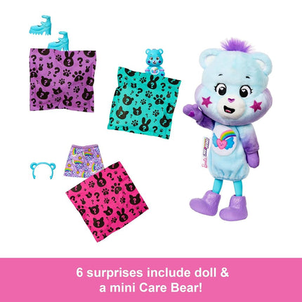 Barbie Cutie Reveal Care Bears Chelsea Small Doll & Accessories, Series 2 with Plush Costume & 6 Surprises Including Color Change (Styles May Vary), JGH75