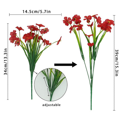 Uieke 16PCS Artificial Flowers for Outdoors, UV Resistant Fake Flowers No Fade Faux Plastic Plants for Garden Porch Window Box Home Décor (Red)
