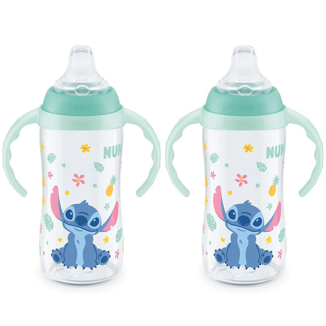 NUK Learner Cup, 10 Oz, Pack of 2, Disney's Stitch � Soft Spout, Easy-Grip Handles, BPA Free, Spill Proof Transition Sippy Cup