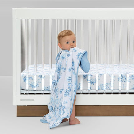 Delta Children 100% Organic Jersey Cotton Baby Receiving Blankets for Girls and Boys � 30x40 Inches - GOTS Certified (Pack of 2), Blue Botanicals