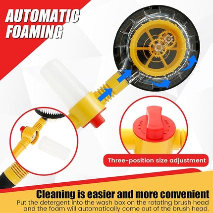Abizarch Auto Rotating Car Wash Brush Multifunctional Car Foam Cleaning Kit with 360° Spin Head Portable Chenille Car Scrub Brush High Pressure Cleaning Tool Long Handle for Home Car(Waterless Pipe)