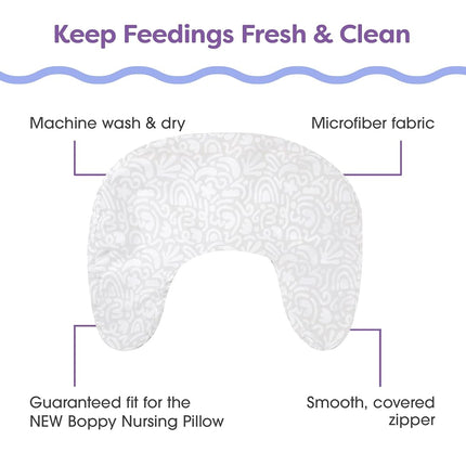 Boppy Nursing Pillow Cover - Soft, Hypoallergenic Washable Microfiber Bottle & Breastfeeding Pillow Covers (Redesigned Feeding Pillow Sold Separately) - Cream Retro Squiggles