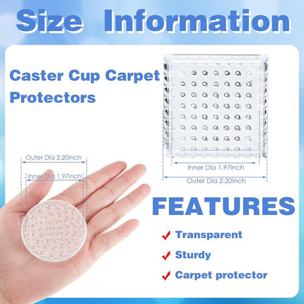 Queekay 18 Pieces Carpet Protector Spiked Plastic Caster Cups Round and Square Comfortable Touch Caster Cup Spiked Furniture Protector for Sofas, Tables, Chairs Offices Bookcases Other