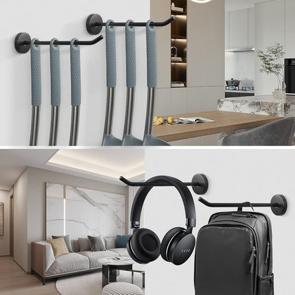 NearMoon Coat Hooks, Wall Mount Hooks for Hanging Hat Hurse Robe, 304 Stainless Steel Heavy Duty Towel Hangers for Bathroom Livingroom Hotel Kitchen Garage, 6 Pack (6 Inch, Matte Black)