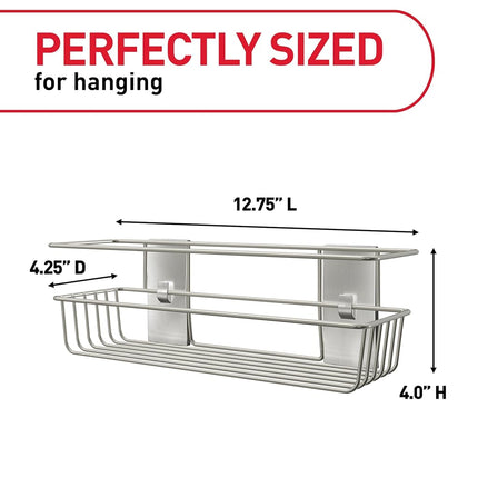 Command Shower Caddy with Water Resistant Command Strips, Satin Nickel, Easy to Open Packaging Bathroom Decor