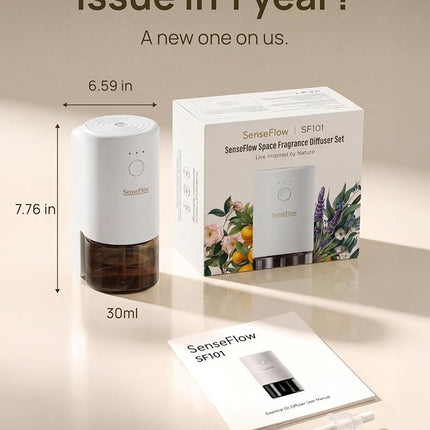 Senseflow Plug-in Air Freshener for Home, Waterless Essential Oil Diffuser for Bedroom and Bathroom, Non-Toxic Formula for Pets and Nursery, 120 Days Runtime, Refillable - Neroli