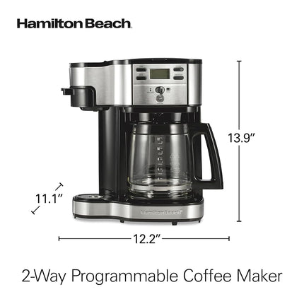 Hamilton Beach COOLAPA Way Brewer Coffee Maker, Single-Serve and 12-Cup Pot, Stainless Steel (49980A), Carafe