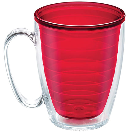 Vaso de viaje Tervis transparente y colorido para mesa, doble pared aislante, fabricado en EE. UU., mantiene las bebidas frías y calientes, taza de 16 oz, rojo