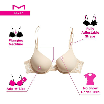 Maidenform Natural Boost Demi Push-Up Women's Bra Black 36D