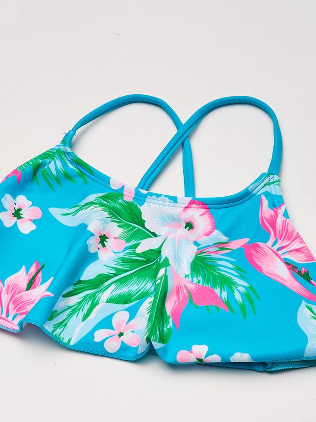 Kanu Surf Alania - Traje de baño de 2 piezas con volantes para niñas, deportivo, para playa - Azul - 16