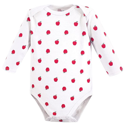 Hudson Baby unisex-baby Bodysuits de algodón de manga larga, Manzana roja, 3-6 Meses