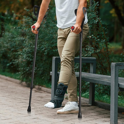 VEVOR Forearm Crutches for Adults, 10-Level Height Adjustable Walking Forearm Crutches, Aluminum Folding Medical Crutches with Open Cuff & Non-Slip Pad for Leg Injury Surgery Disabled, 1 Pair (159 KG)