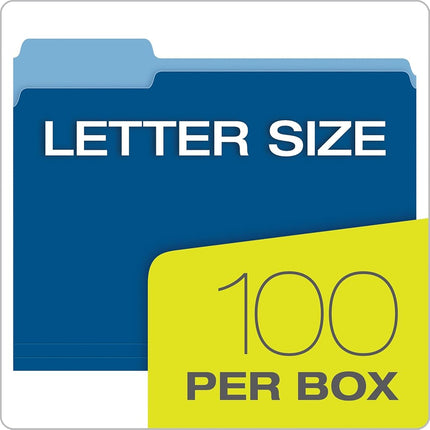 Pendaflex Two-Tone Color File Folders, Letter Size, 1/3 Cut, Navy, 100 Per Box (152 1/3 NAV)