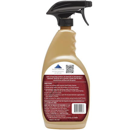 Granite Gold Sealer Spray Water-Based Sealing to Preserve and Protect Granite, Marble, Travertine, Natural Stone Countertops - Made in the USA, 24 Ounce