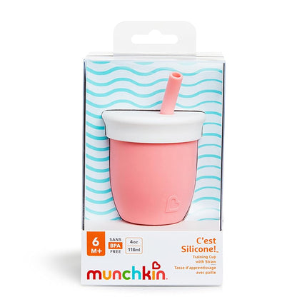 Munchkin� C�est Silicone! Open Training Cup with Straw for Babies and Toddlers 6 Months+, 4 Ounce, Coral