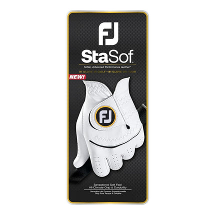 FootJoy Men's StaSof Golf Glove, White, Medium, Worn on Right Hand