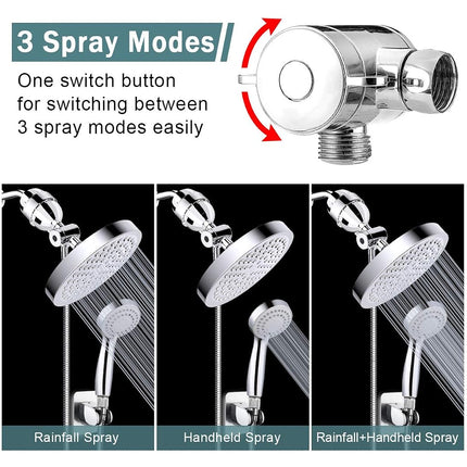 Pommeau de Douche Filtrant Taiker, Tête de Douche Pluie Haute Pression/Combo Douchette Filtrante, Luxe Moderne Chromé avec Tuyau Anti-fuite de 152 cm et Support (Argent)