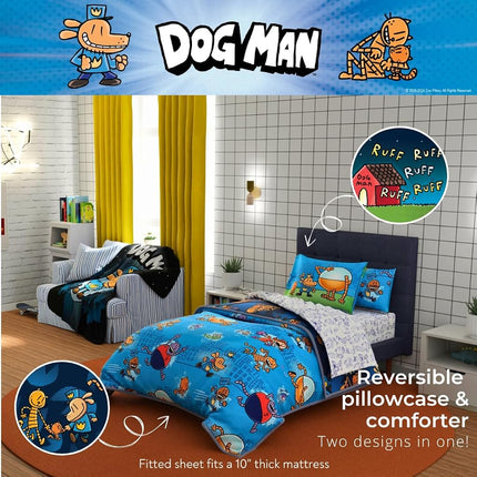 Franco Comforter and Sheet Set with Sham, Microfiber, Dog Man, 5 Piece Twin Size