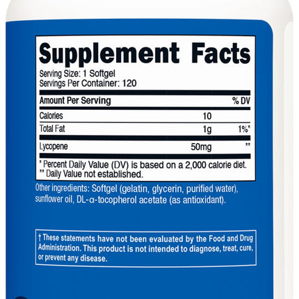 Nutricost Licopeno (50 mg) 120 Cápsulas, Sin Gluten, Sin OGM y Apto para Vegetarianos