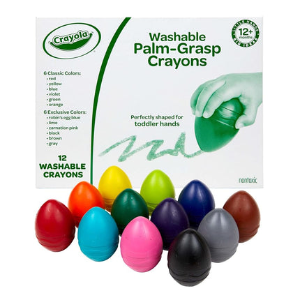 Crayola Palm Grasp Crayons, Crayones de Huevo, Regalo para Niños Pequeños, 12 Unidades