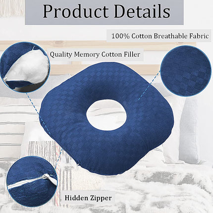 Wuronsa Ear Piercing Pillow for Side Sleepers, Pillow with an Ear Hole for CNH and Ear Pain Ear Inflammation Pressure Sores, O-Shaped Side Sleeping Pillow, Ear Guard Pillow(Dark Blue)