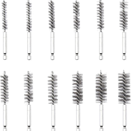 NEIKO 00325A Wire Brush Drill Attachments with 1/4-Inch Hex Shank, SAE and MM Brushes Assortment, Mountable on Power Drill or Die Grinder, 38-Piece Set
