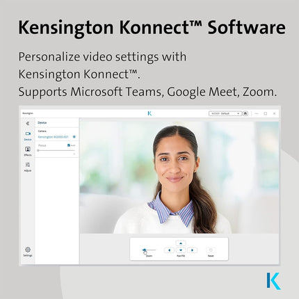 Webcam Kensington W2050 Pro 1080p avec autofocus, alimentation USB, 2 microphones intégrés avec réduction de bruit, objectif grand angle HD avec zoom, caméra PC pour visioconférences individuelles ou de groupe (K81176WW)