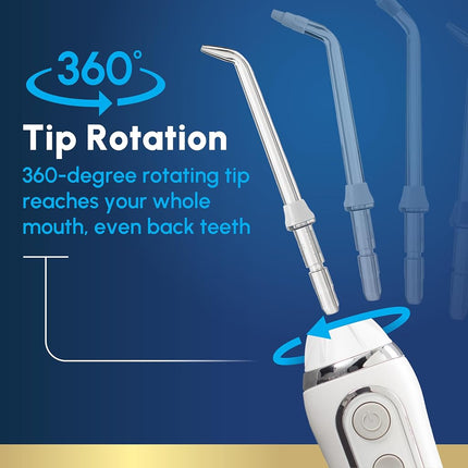 Waterpik Cordless Advanced Water Flosser For Teeth, Gums, Braces, Dental Care With Travel Bag and 4 Tips, ADA Accepted, Rechargeable, Portable, and Waterproof, White WP-560, 8 Piece Set